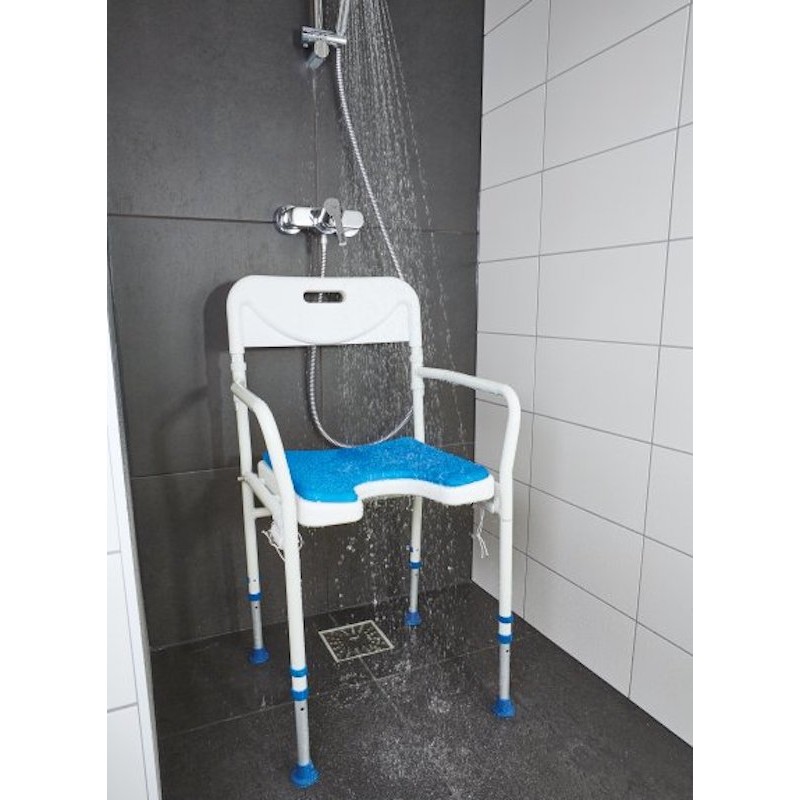 Badestol med armlæn og ryg, sammenklappelig